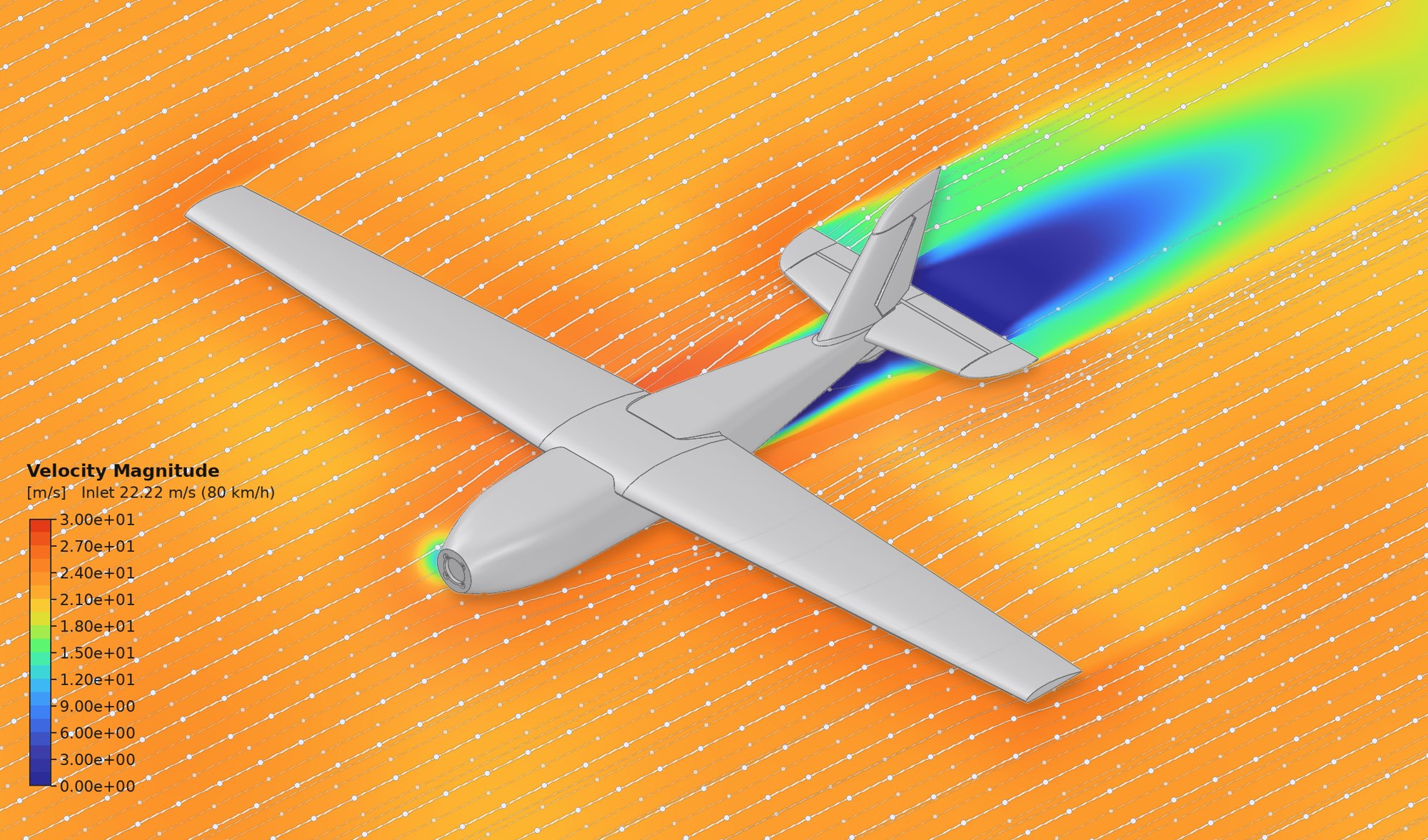Ansys 유동 해석 — 무인기 주위 속도 분포와 유선